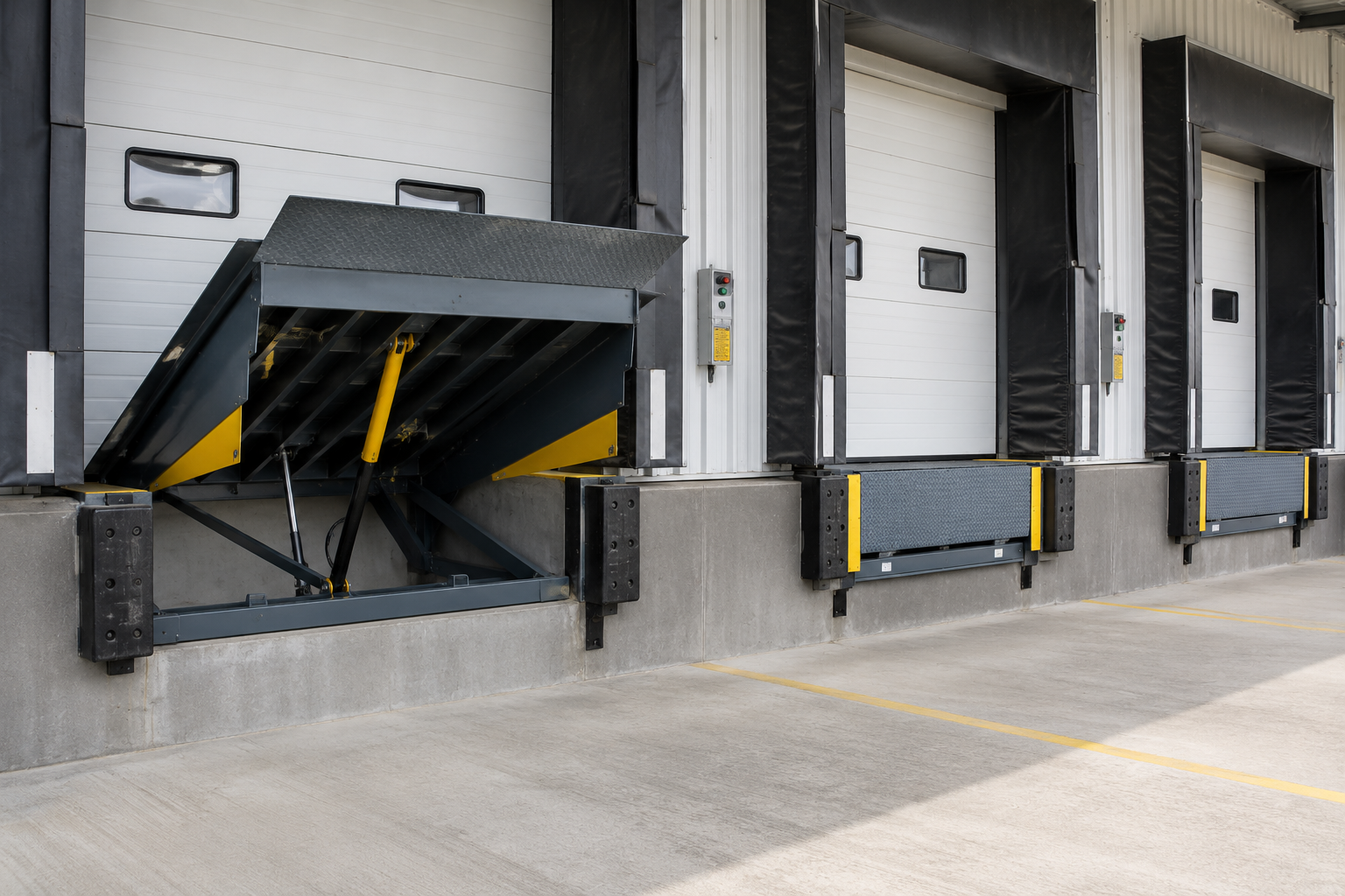 Hydraulic and mechanical dock levelers